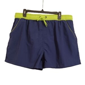 OUTDOOR COLLECTION Navy Men's Neon Yellow Green Swimwear Swimsuit Trunks NWT